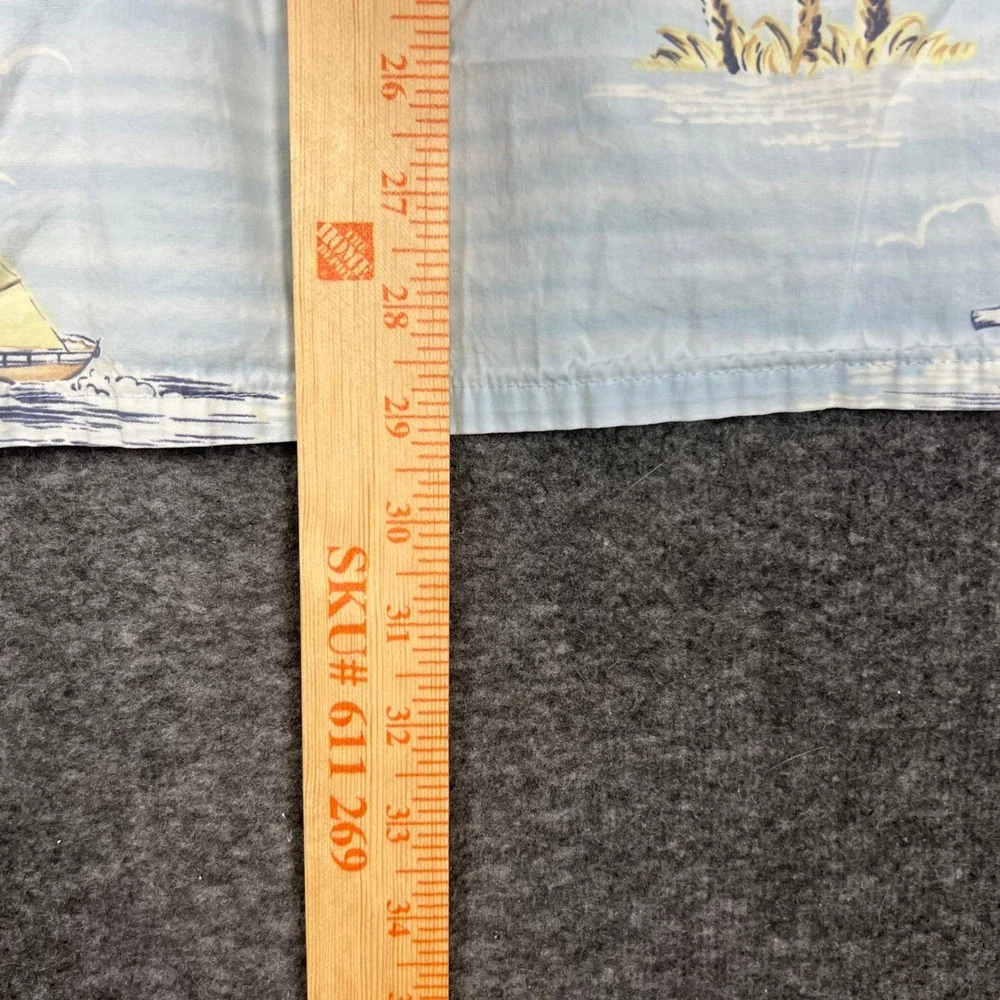 Campia Moda Hawaiian Shirt Mens XL Light Blue Sailboat Palm Tree Tropical Cotton